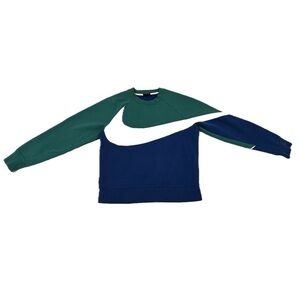 Nike Two-Tone Green and Blue Swoosh Crewneck Sweatshirt